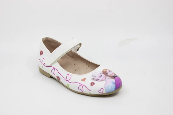 Kız Çocuk - Bebek Beyaz Resim Baskılı Cırtlı Babet - Resim 8