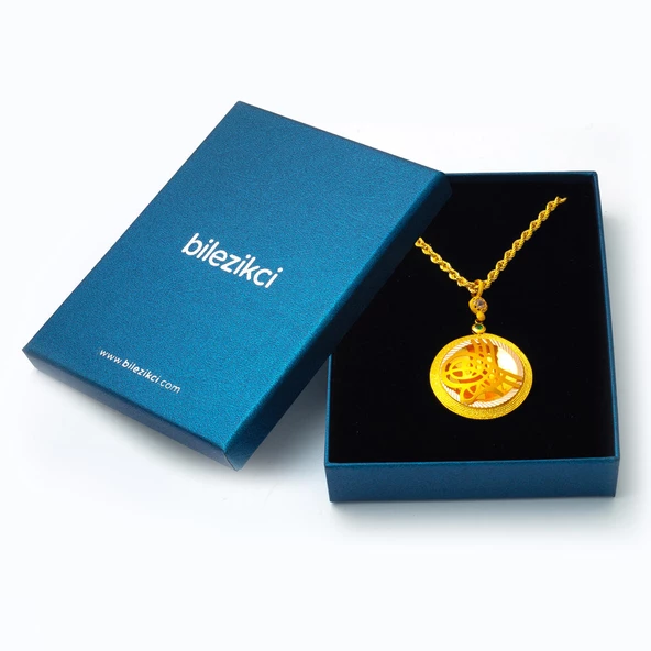 Madalyon Tuğralı 14 Ayar Altın Kolye - Resim 5