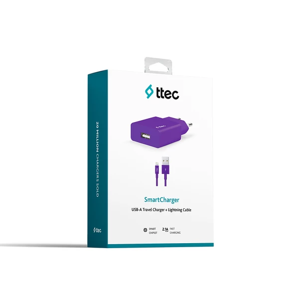 Ttec 2SCS20MMR SmartCharger 2.1A Seyahat Şarj Aleti + Micro USB Kablo,Mor