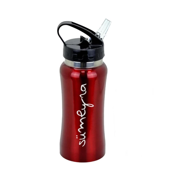 İsme Kişiye Özel Pipetli Çelik Matara Suluk 500 ml - 2
