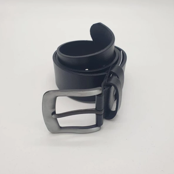 Beyaz Tokalı Sade Kaliteli Deri Siyah Renk Spor Kot Kemeri - 8