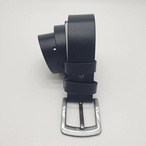 Beyaz Tokalı Sade Kaliteli Deri Siyah Renk Spor Kot Kemeri - 12