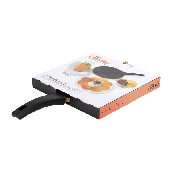 Serenk Fun Cooking Gülen Yüz Alüminyum Döküm Granit Kaplama Pankek Tava 26 cm Sarı - 7