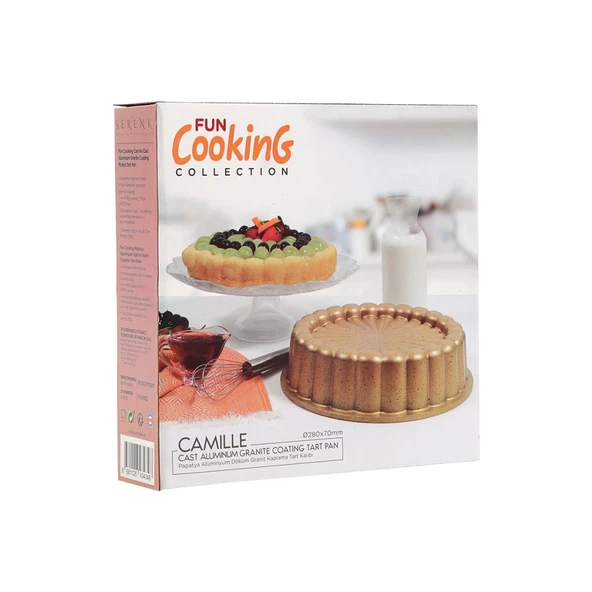 Serenk Fun Cooking Papatya Alüminyum Döküm Granit Kaplama Tart Kalıbı 28 cm Sarı - 8