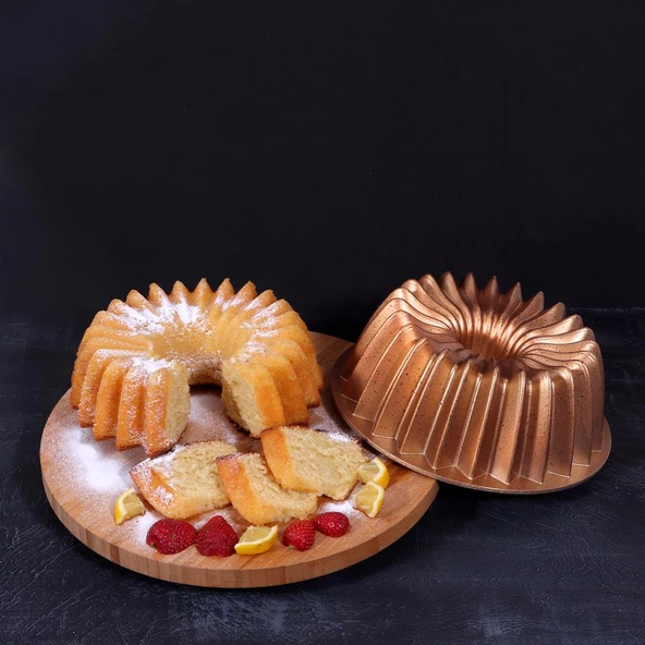 Serenk Fun Cooking Yıldız Alüminyum Döküm Granit Kaplama Kek Kalıbı 26 cm Sarı - 6