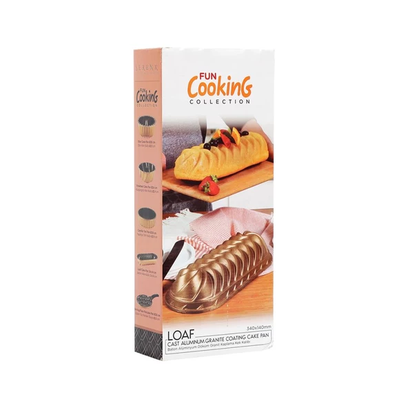 Serenk Fun Cooking Baton Alüminyum Döküm Granit Kaplama Kek Kalıbı 34 cm Sarı - 7