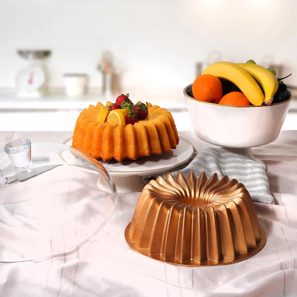 Serenk Fun Cooking Yıldız Alüminyum Döküm Granit Kaplama Kek Kalıbı 26 cm Sarı - 4