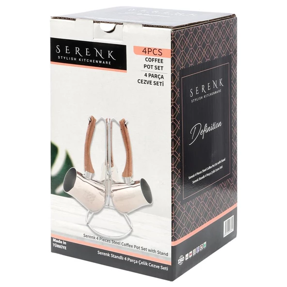 Serenk Definition Standlı 4 Parça Çelik Cezve Seti - 6