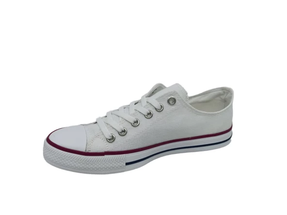 Uniseks Beyaz Bağcıklı Keten Ayakkabı - Resim 3