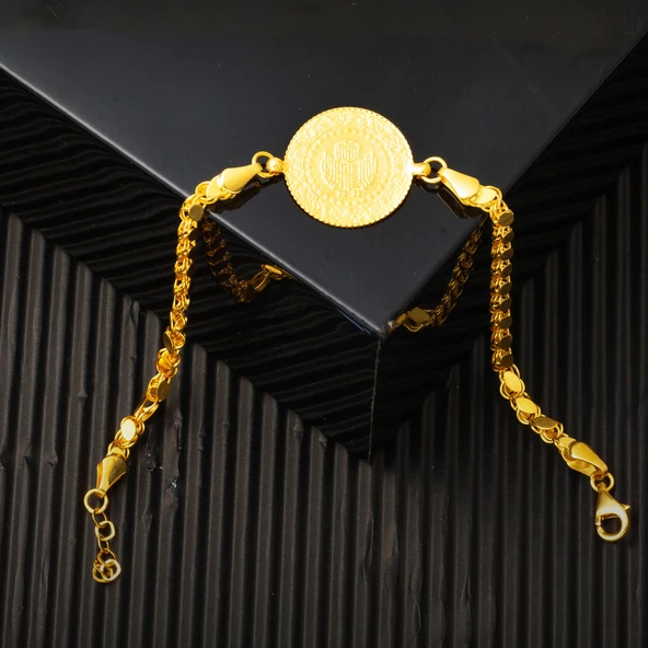 Maraş Pul Zincirli Çeyrek Altınlı Bileklik - Resim 4