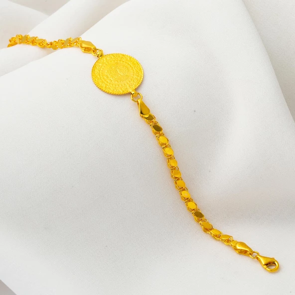 Maraş Pul Zincirli Çeyrek Altınlı Bileklik - Resim 5