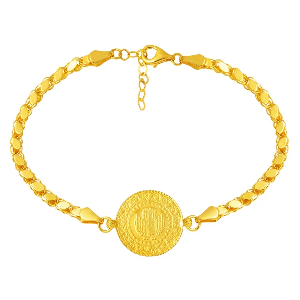 Maraş Pul Zincirli Çeyrek Altınlı Bileklik ürün görseli 1