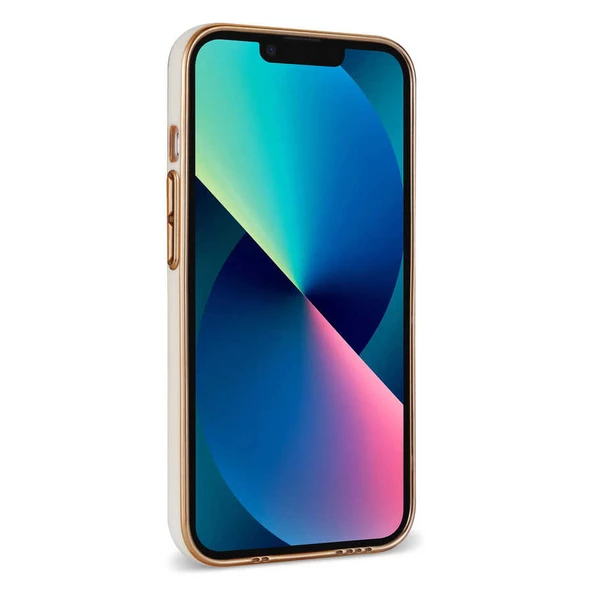 Apple iPhone 13 Kılıf Bark Kartlıklı Kenarları Altın Renk Kılıf - Resim 12