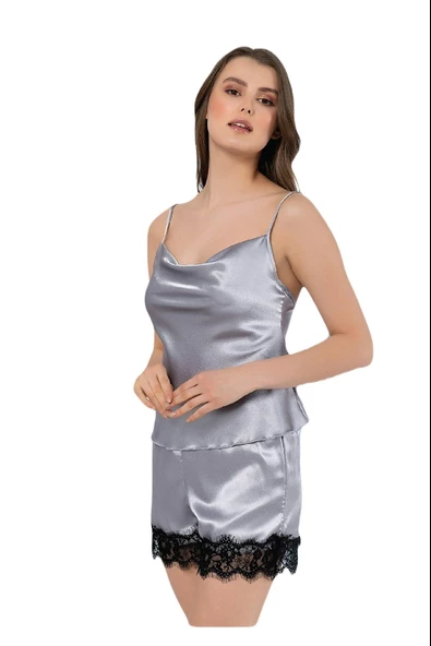 FAAL DEGAJE YAKA SATEN ŞORT TAKIM 3101 - 2