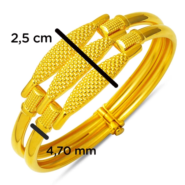 Kaburga 22 Ayar Altın Kelepçe Bilezik - Resim 4