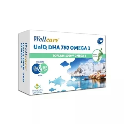 Wellcare UniQ DHA 750 Omega 3 Balık Yağı 30 Kapsül ürün görseli