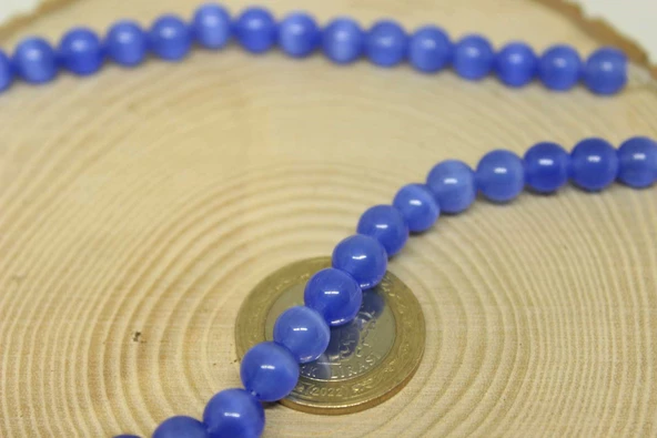 Kedi Gözü Taşı YARIM Dizi 8mm (24150) (18cm uzunluğundadır) - Resim 2