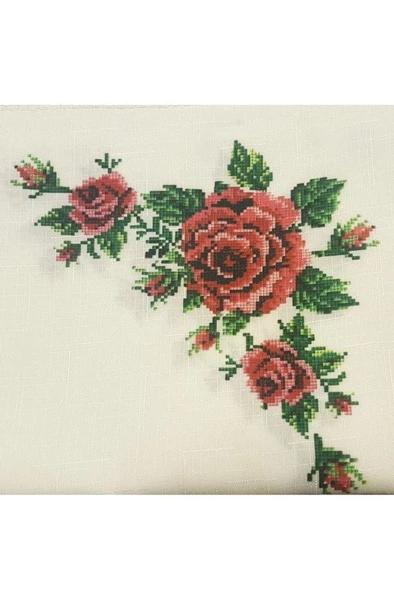 Kanaviçe Baskılı Güpürlü Masa Örtüsü - 10