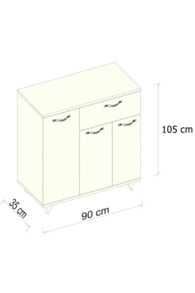 AEKA Ae-1076 Lavantes 3 Kapaklı Çekmeceli Beyaz Ayakkabılık Raflı Ayaklı - 3