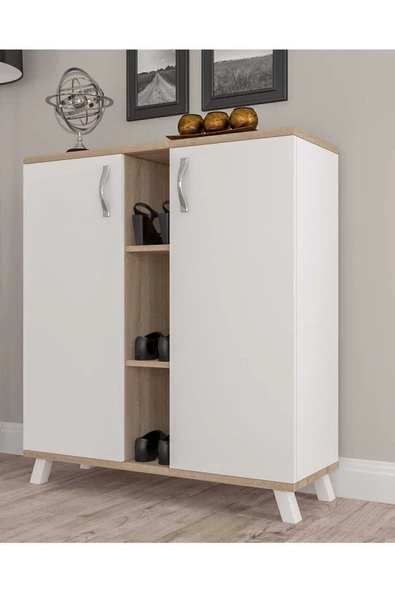 AEKA Ecem 2 Kapaklı Raflı Bölmeli Çok Amaçlı Ayakkabılık Ae-3050 - 5