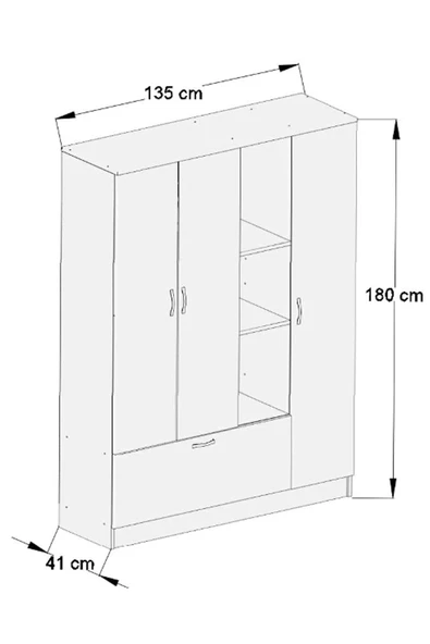 AEKA Ae-1058 Melisa 4 Kapılı Gardırop - 3