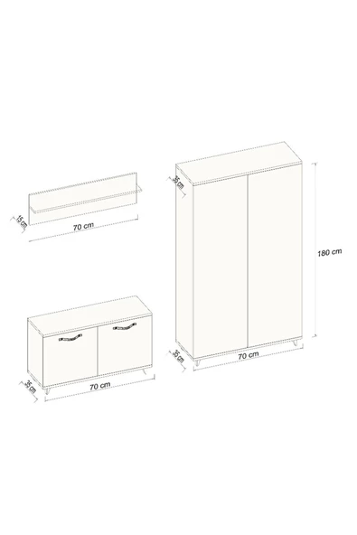Aeka Ae-3041 Eras Lüx Vestiyer Askılık Ayakkabılık Portmanto Takımı - 3