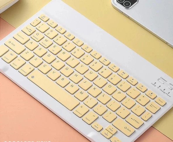 Bluetooh Wıreless Keyboard Sarı İngilizce Q Kablosuz Klavye BK3002 - 2
