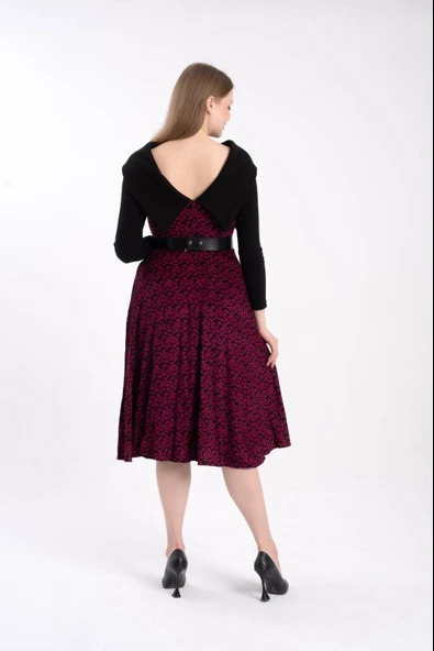 Modatalika Triko Kombinli Kemerli Elbise - Resim 6