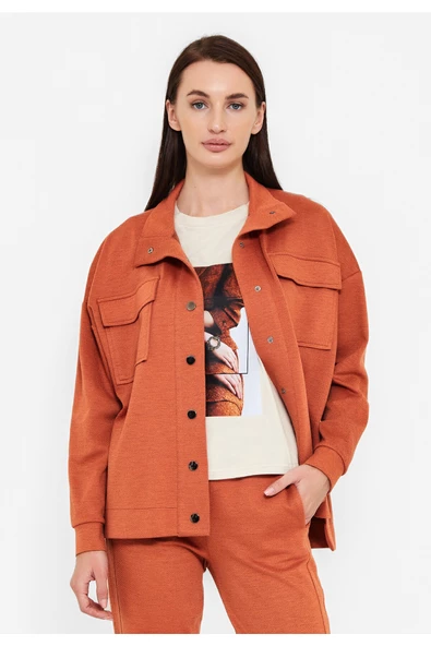 Modatalika Kadın Düğmeli Önden Cepli Spor Ceket Takım - Resim 5