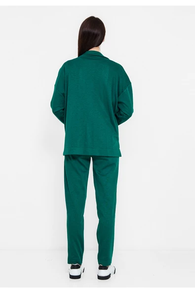 Modatalika Kadın Düğmeli Önden Cepli Spor Ceket Takım - Resim 4