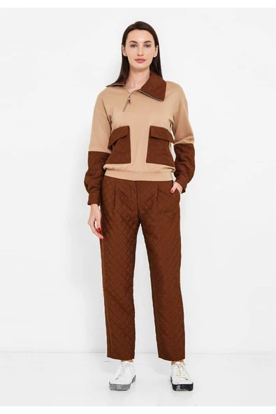 Modatalika Fermuarlı Yaka Detaylı Pantolon Alt-Üst Takım - Resim 4