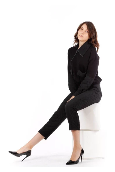 Modatalika Fermuarlı Yaka Detaylı Pantolon Alt-Üst Takım - Resim 9