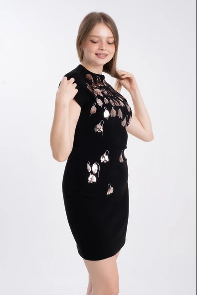 Modatalika Kadın Desenli Triko Elbise - Resim 3