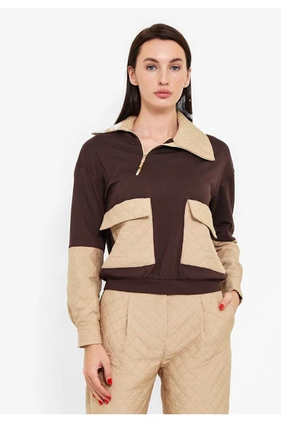 Modatalika Fermuarlı Yaka Detaylı Pantolon Alt-Üst Takım - Resim 5