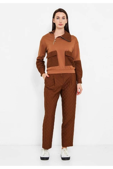 Modatalika Fermuarlı Yaka Detaylı Pantolon Alt-Üst Takım - Resim 2