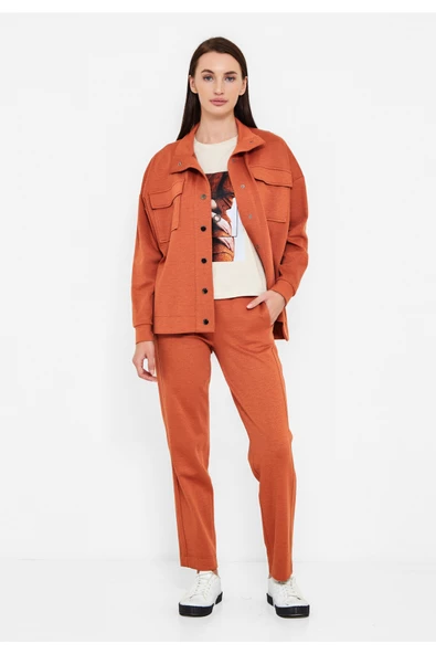 Modatalika Kadın Düğmeli Önden Cepli Spor Ceket Takım - Resim 6
