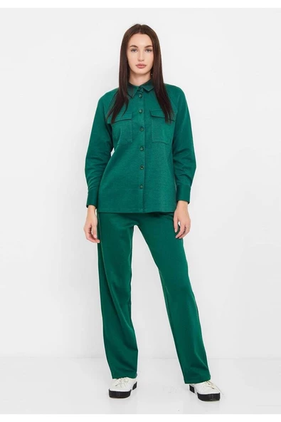Modatalika  Kadın Cep Detaylı Düğmeli Alt Üst Takım ürün görseli 1