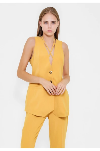Modatalika Kadın Kolsuz Düğmeli İkili Takım - Resim 5