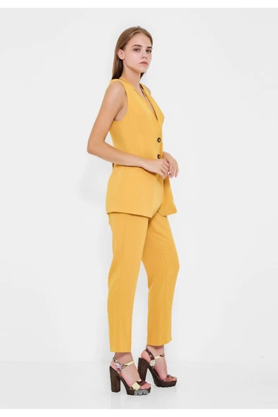 Modatalika Kadın Kolsuz Düğmeli İkili Takım - Resim 6
