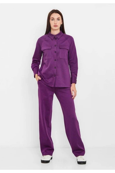 Modatalika  Kadın Cep Detaylı Düğmeli Alt Üst Takım - Resim 5