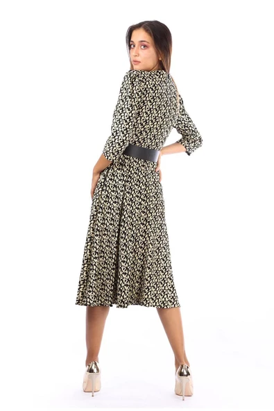 Modatalika Kadın Çiçek Desen Midi Boy Elbise - Resim 6