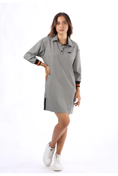 Modatalika Kadın Ekose Desen Spor Elbise - Resim 5