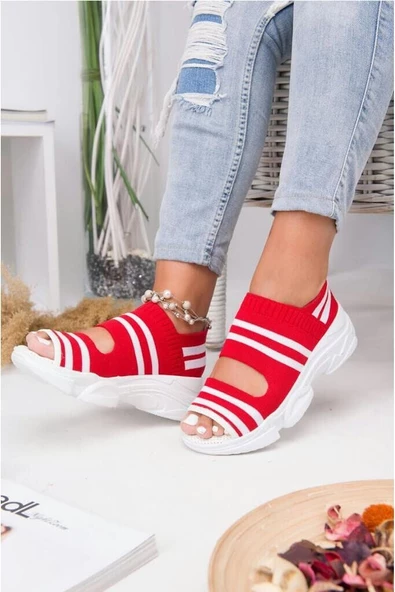 Modatalika Kadın Triko Sandalet - Resim 7