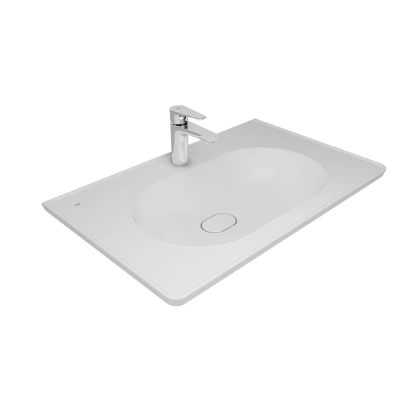 Kale Zero 2.0 80X50 Etajerli Lavabo Mat Beyaz