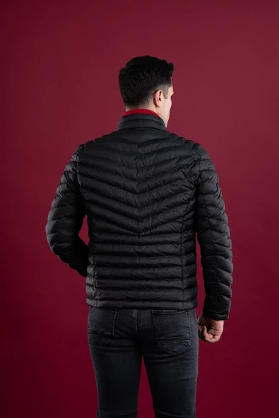 SLİMFİT DİK YAKA FERMUARLI ERKEK PUFFER MONT - 11