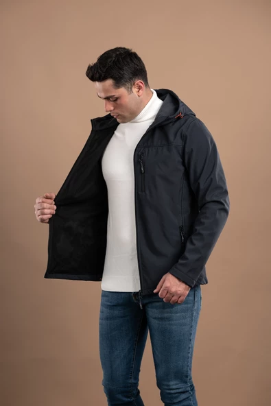 FBI KAPŞONLU SLİMFİT FERMUARLI ERKEK BAHARLIK MONT - 2