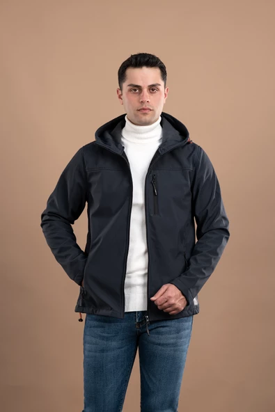 FBI KAPŞONLU SLİMFİT FERMUARLI ERKEK BAHARLIK MONT