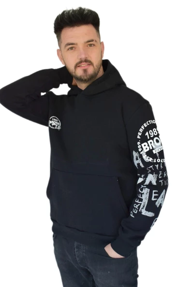 Erkek Oversize Kapüşonlu Sweatshirt 6738 BGL-ST02311 - Resim 4