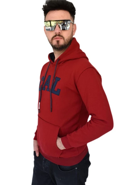 Erkek Bordo Kapüşonlu Sweatshirt Cal BGL-ST02361 - Resim 4