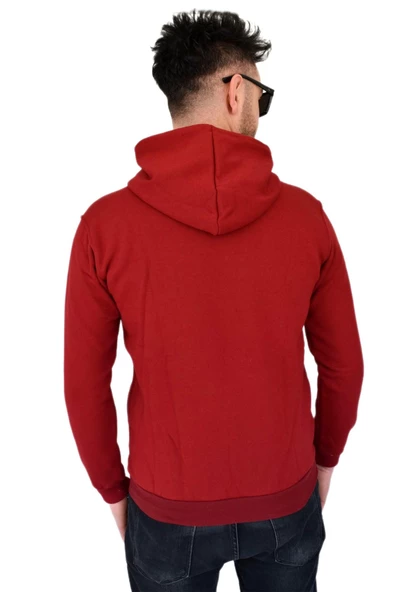 Erkek Bordo Kapüşonlu Sweatshirt Cal BGL-ST02361 - Resim 5